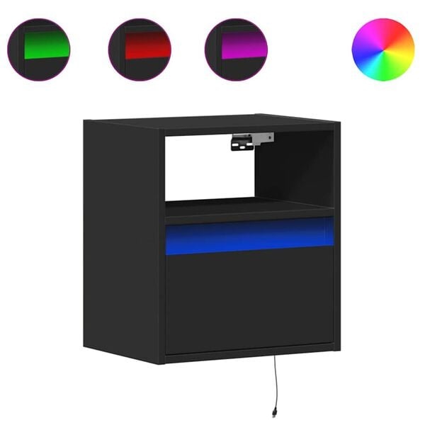 2x Nachtkastjes Zwart met LED - 54% Korting!