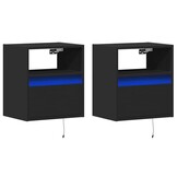 2x Nachtkastjes Zwart met LED - 54% Korting!