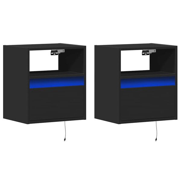 2x Nachtkastjes Zwart met LED - 54% Korting!