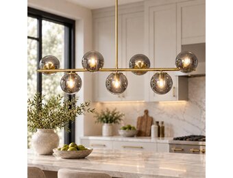 Gouden Sputnik Kroonluchter - Rookglas & 7 Lampen - 59% Korting