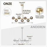 Gouden Sputnik Kroonluchter - Rookglas & 7 Lampen - 59% Korting