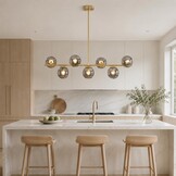 Gouden Sputnik Kroonluchter - Rookglas & 7 Lampen - 59% Korting