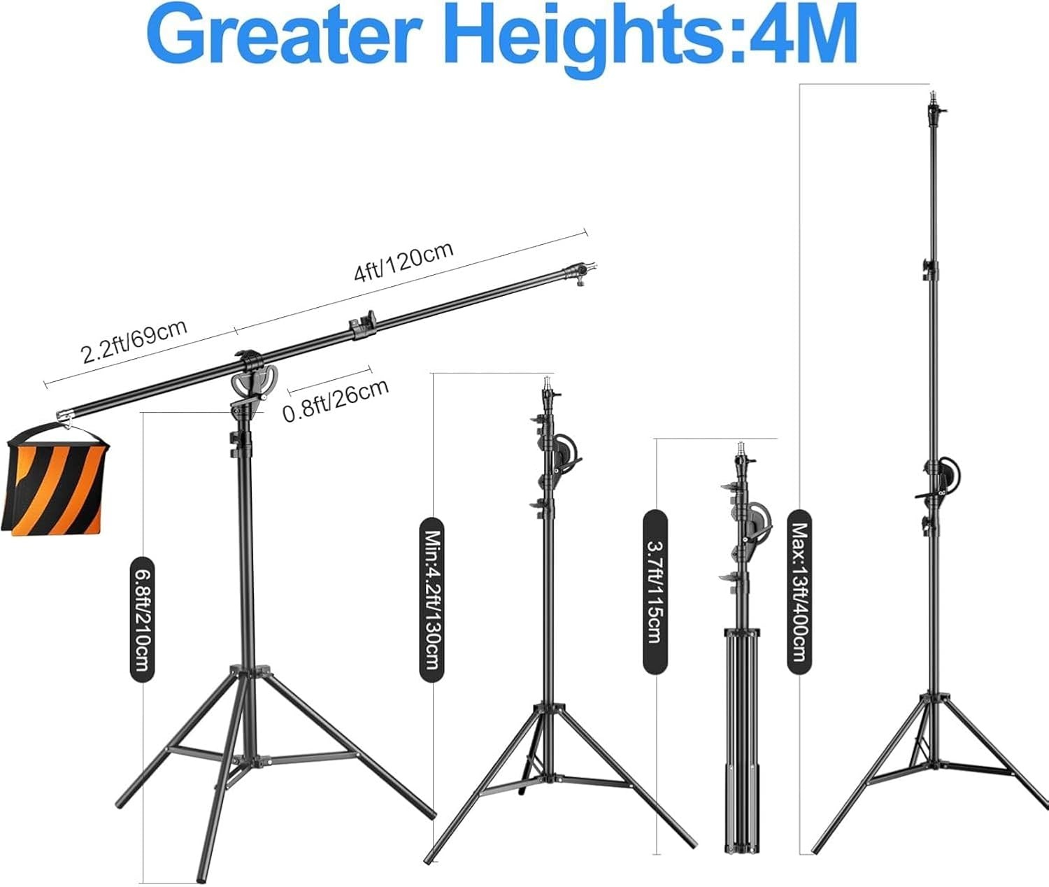 Verstelbaar Studiolamp Statief 400 cm - Luchtgeveerd Aluminium