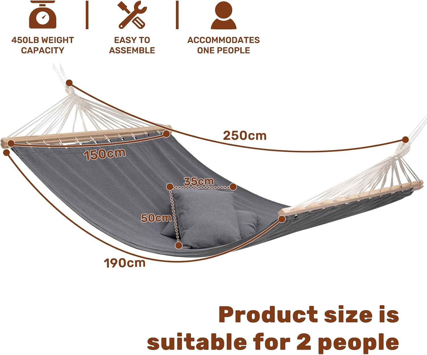 Tweepersoons Hangmat Donkergrijs - 32% Korting!