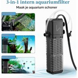 Aquarium Binnenfilter 3-in-1 tot 250L | 800L/H | 9W | Stil & Regen/Beluchting | 32% Korting