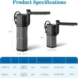 Aquarium Binnenfilter 3-in-1 tot 250L | 800L/H | 9W | Stil & Regen/Beluchting | 32% Korting