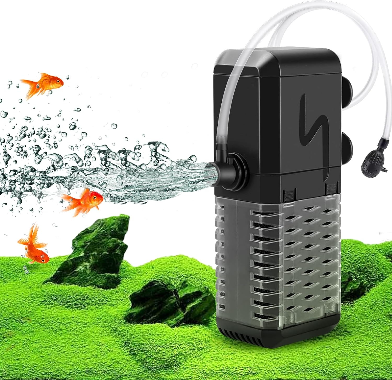 Aquarium Binnenfilter 3-in-1 tot 250L | 800L/H | 9W | Stil & Regen/Beluchting | 32% Korting