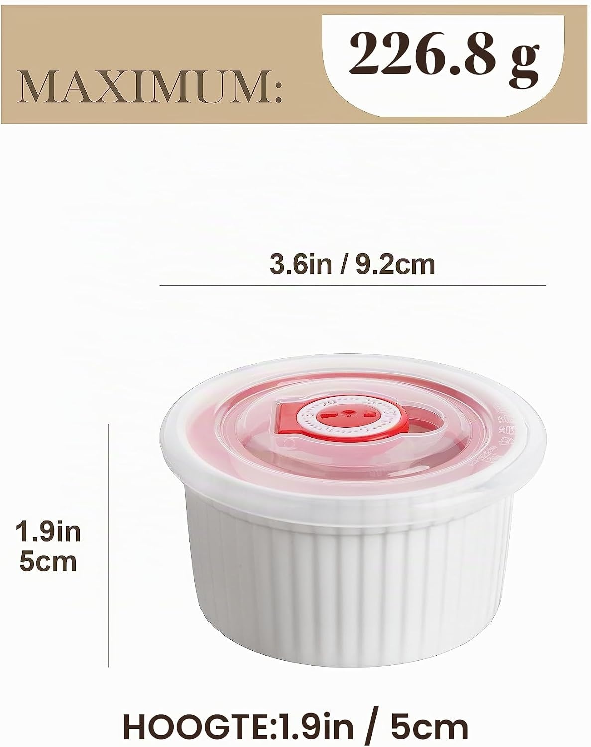 Ramekins Crème Brûlée Schaaltjes Set van 6 - Wit Porselein met Deksel - 31% Korting