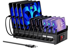 200W USB C Oplaadstation met 10 Poorten & Telefoonhouders - 39% Korting