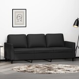Driezitsbank van Kunstleer - Zwart - 180 cm - 35% Korting!