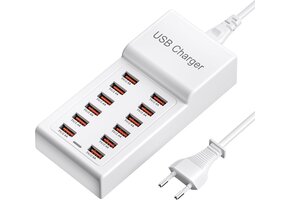 Krachtig 12-Poorts USB Oplaadstation 50W - iPhone, Samsung, Tablets (36% Korting)