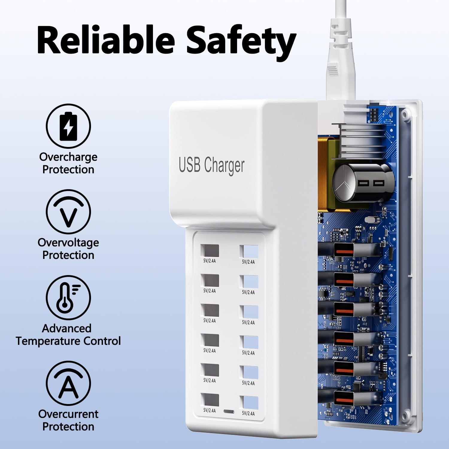 50W 12-Poorts USB Oplaadstation - iPhone, Samsung & Tablets (31% Korting)