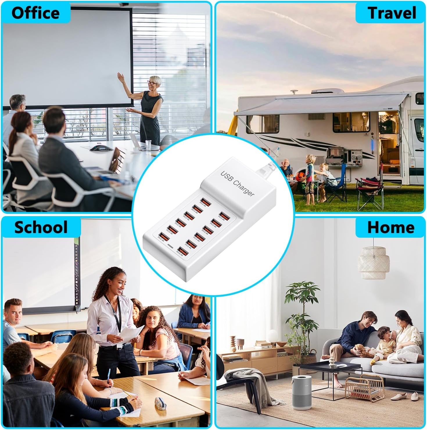 50W 12-Poorts USB Oplaadstation - iPhone, Samsung & Tablets (31% Korting)