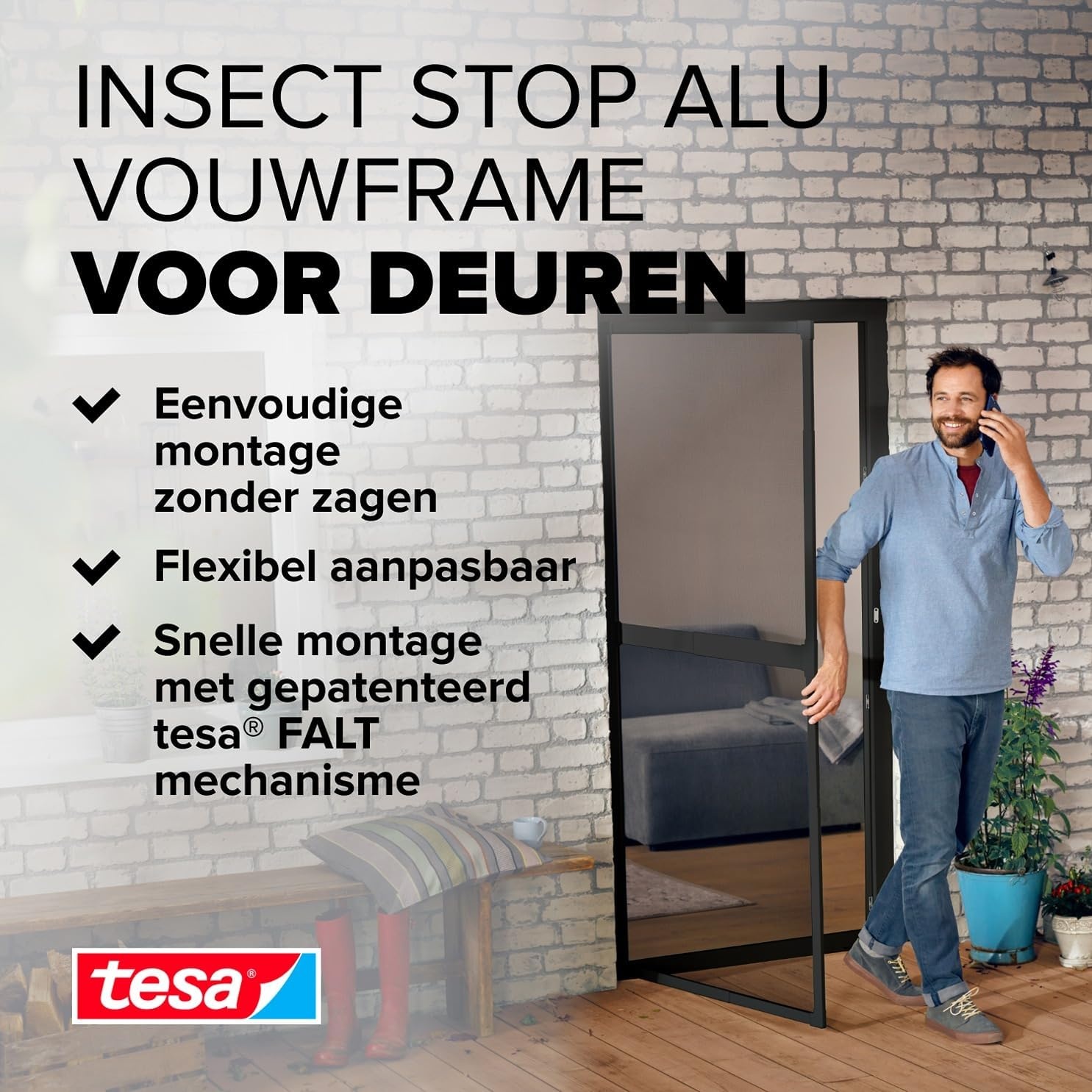 tesa Insect Stop FALT Premium Aluminium Deurframe Verstelbaar - Antraciet