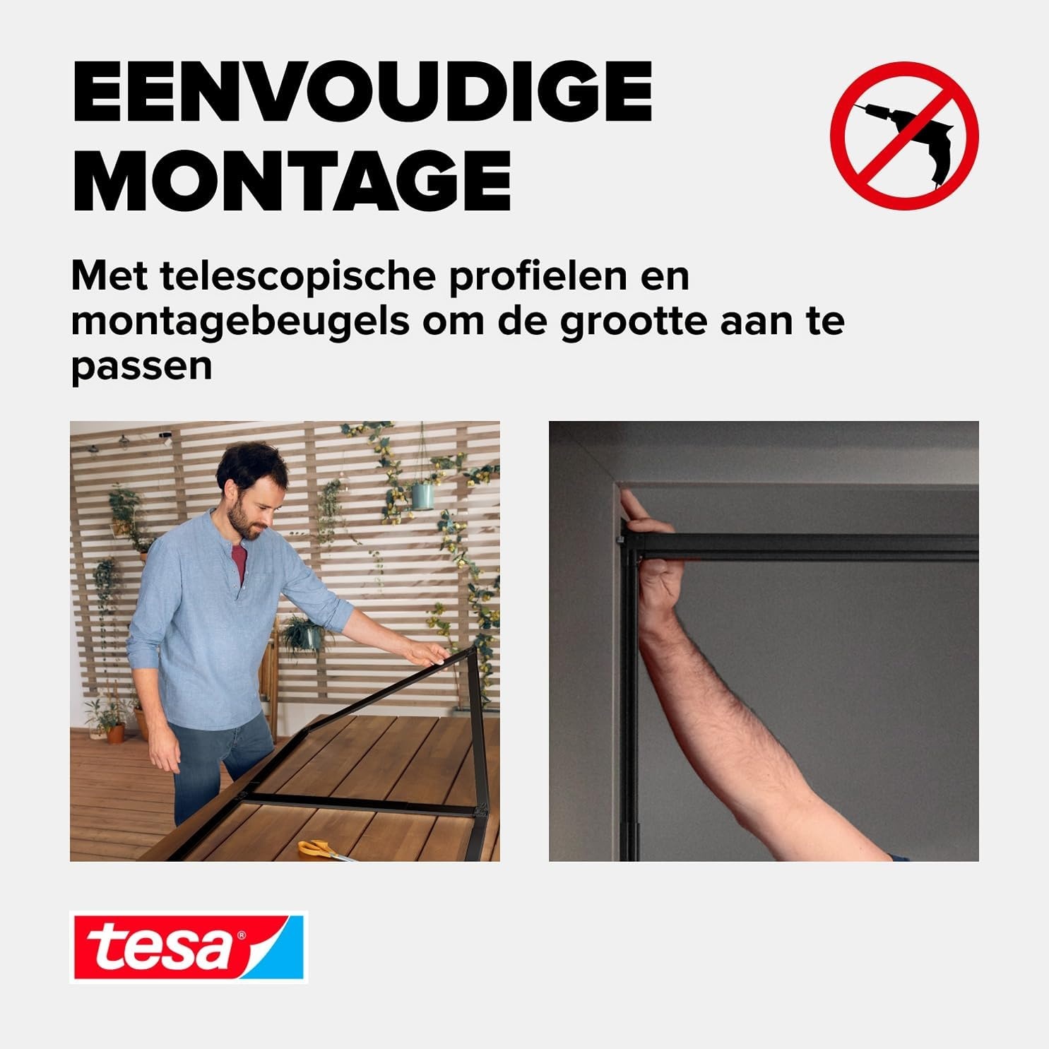 tesa Insect Stop FALT Premium Aluminium Deurframe Verstelbaar - Antraciet