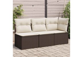 vidaXL Tuinbank 3-zits met kussens poly rattan bruin - 35% Korting