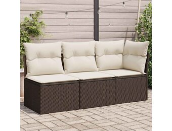 vidaXL Tuinbank 3-zits met kussens poly rattan bruin