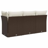 vidaXL Tuinbank 3-zits met kussens poly rattan bruin