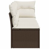 vidaXL Tuinbank 3-zits met kussens poly rattan bruin