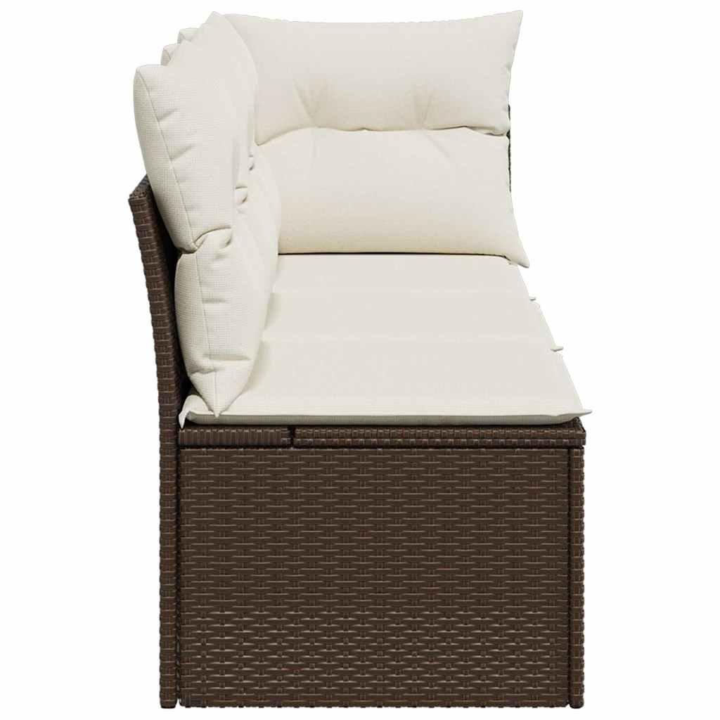 vidaXL Tuinbank 3-zits met kussens poly rattan bruin