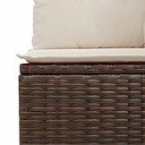 vidaXL Tuinbank 3-zits met kussens poly rattan bruin