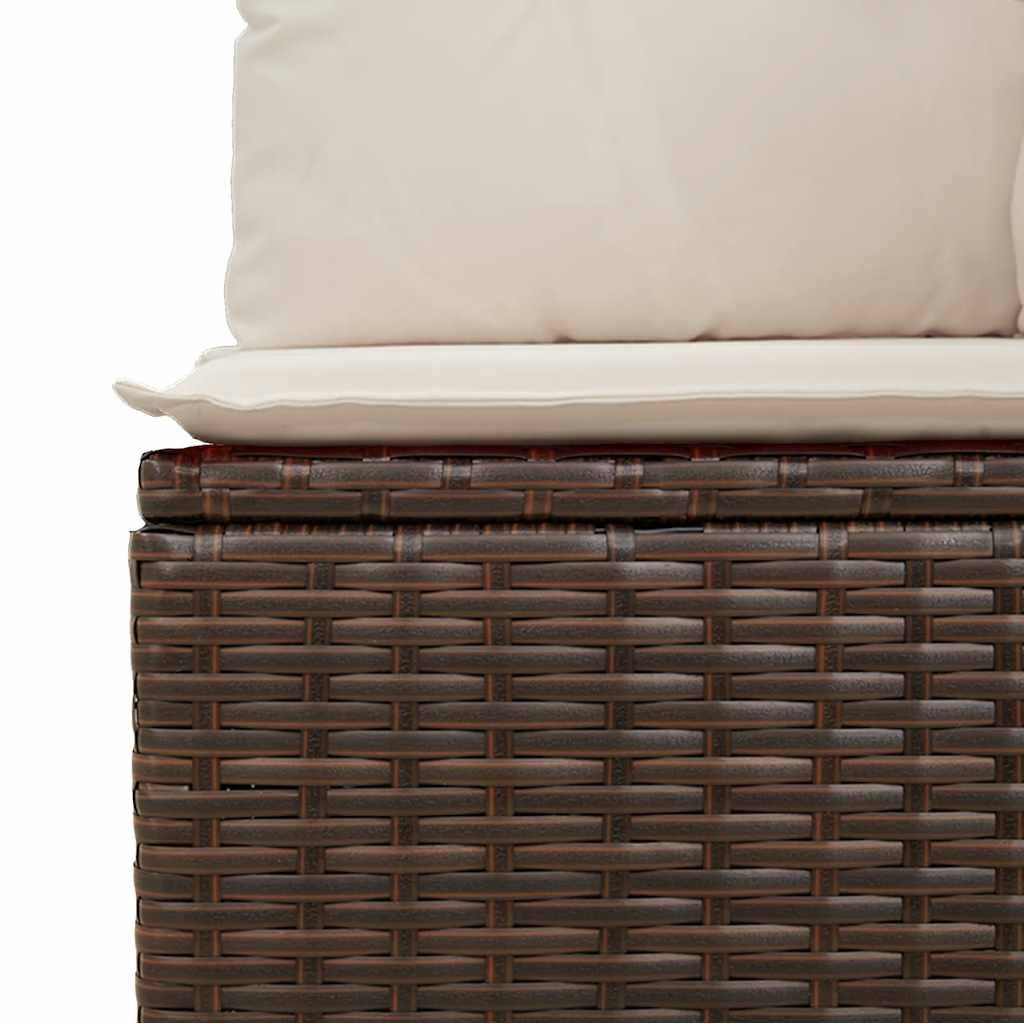 vidaXL Tuinbank 3-zits met kussens poly rattan bruin