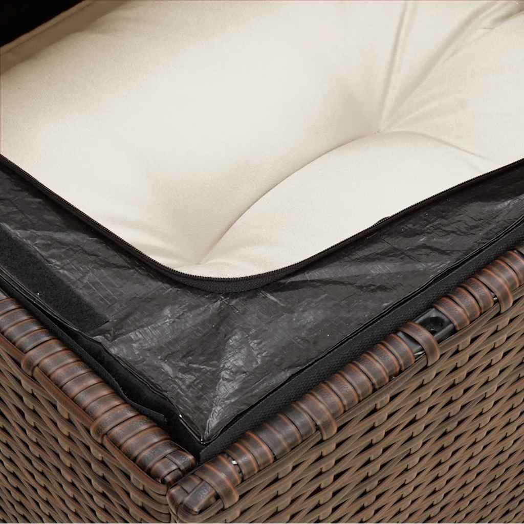 vidaXL Tuinbank 3-zits met kussens poly rattan bruin