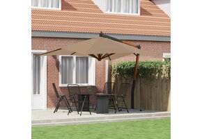 Zweefparasol Taupe 400x300 cm - Hout & Polyester - 54% Korting