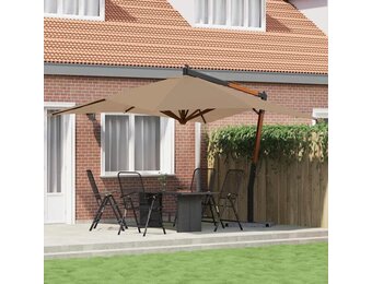 vidaXL Zweefparasol met houten paal 400x300 cm taupe