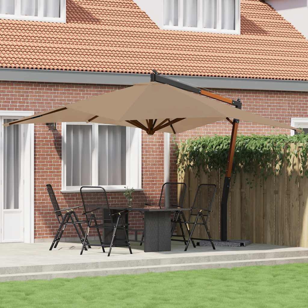 vidaXL Zweefparasol met houten paal 400x300 cm taupe