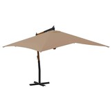 vidaXL Zweefparasol met houten paal 400x300 cm taupe