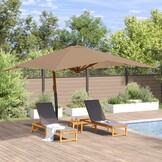 vidaXL Zweefparasol met houten paal 400x300 cm taupe