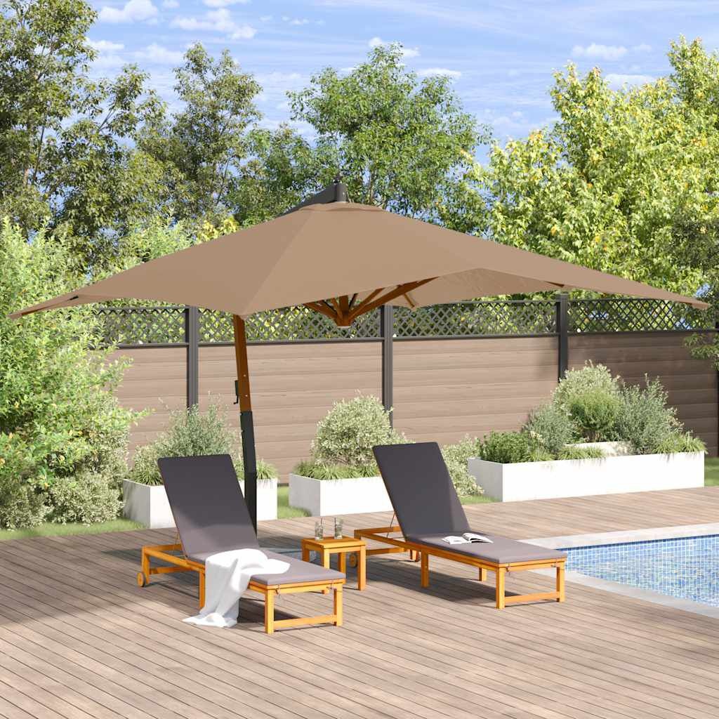 vidaXL Zweefparasol met houten paal 400x300 cm taupe