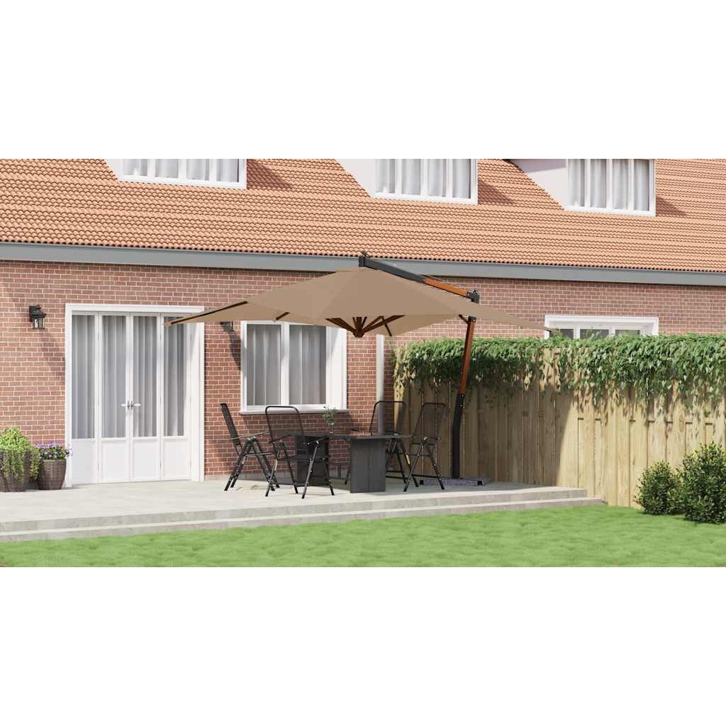 vidaXL Zweefparasol met houten paal 400x300 cm taupe