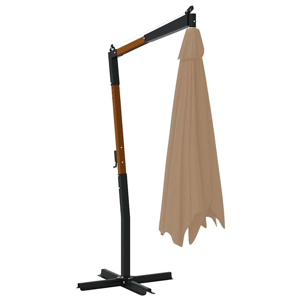 vidaXL Zweefparasol met houten paal 400x300 cm taupe