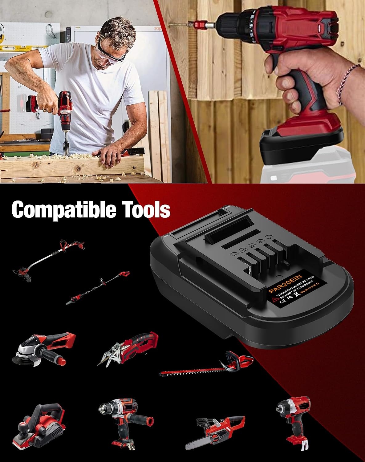 Accuadapter voor Parkside 20V Convert to for Einhell 18V accu
