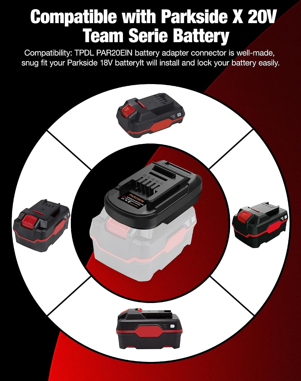Accuadapter voor Parkside 20V Convert to for Einhell 18V accu