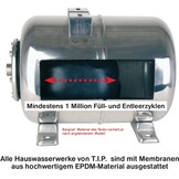 T.I.P. HWW 1300/50 Plus TLS 31311 Hydrofoorpomp met drukvat, debiet van 4.200 l/u, max. opvoerhoogte/max. druk van 50 m/5,0 bar, 1.200 watt, droogloopbeveiliging, stalen drukvat van 50 liter - Maat Fördermenge 4.200 l/h