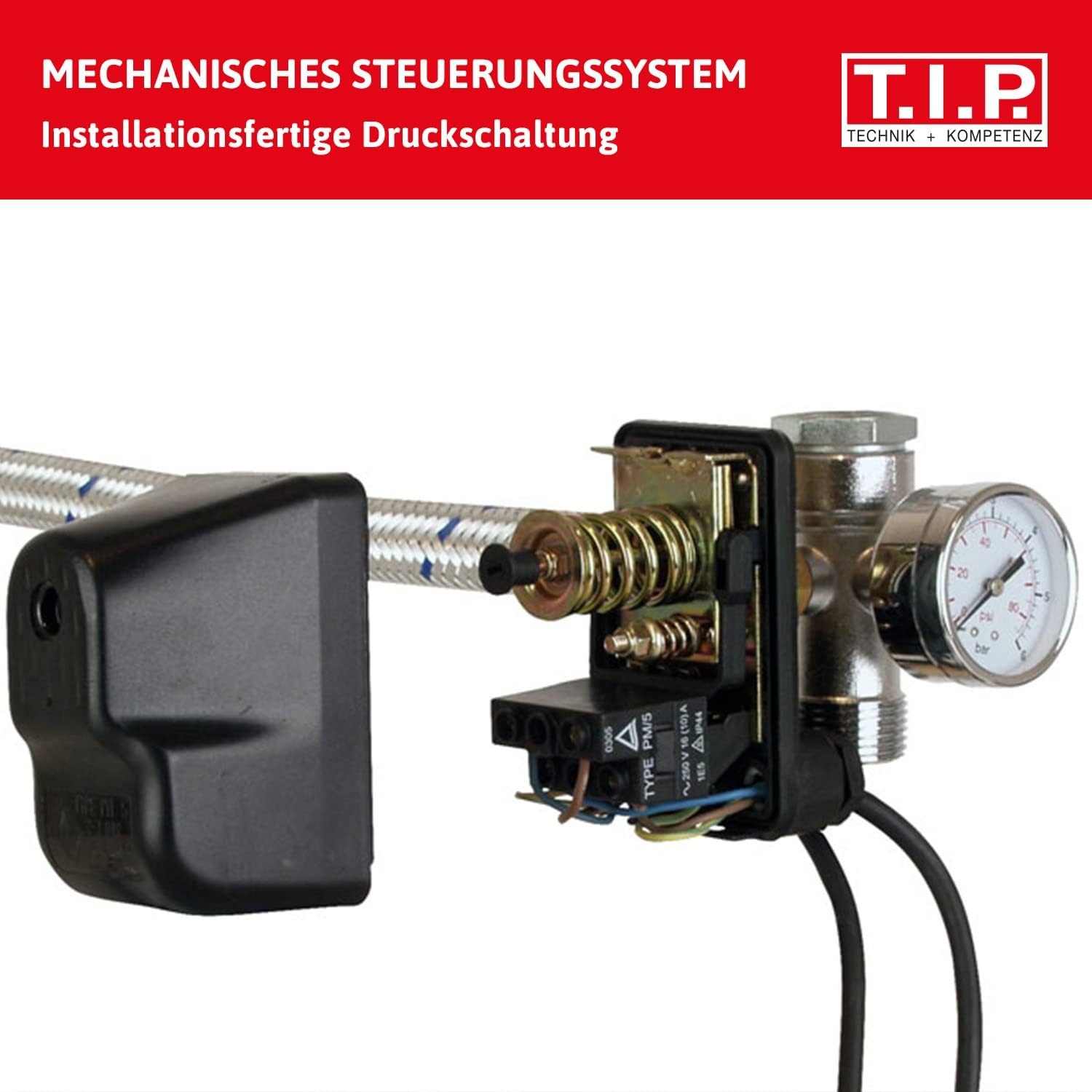 T.I.P. HWW 1300/50 Plus TLS 31311 Hydrofoorpomp met drukvat, debiet van 4.200 l/u, max. opvoerhoogte/max. druk van 50 m/5,0 bar, 1.200 watt, droogloopbeveiliging, stalen drukvat van 50 liter - Maat Fördermenge 4.200 l/h