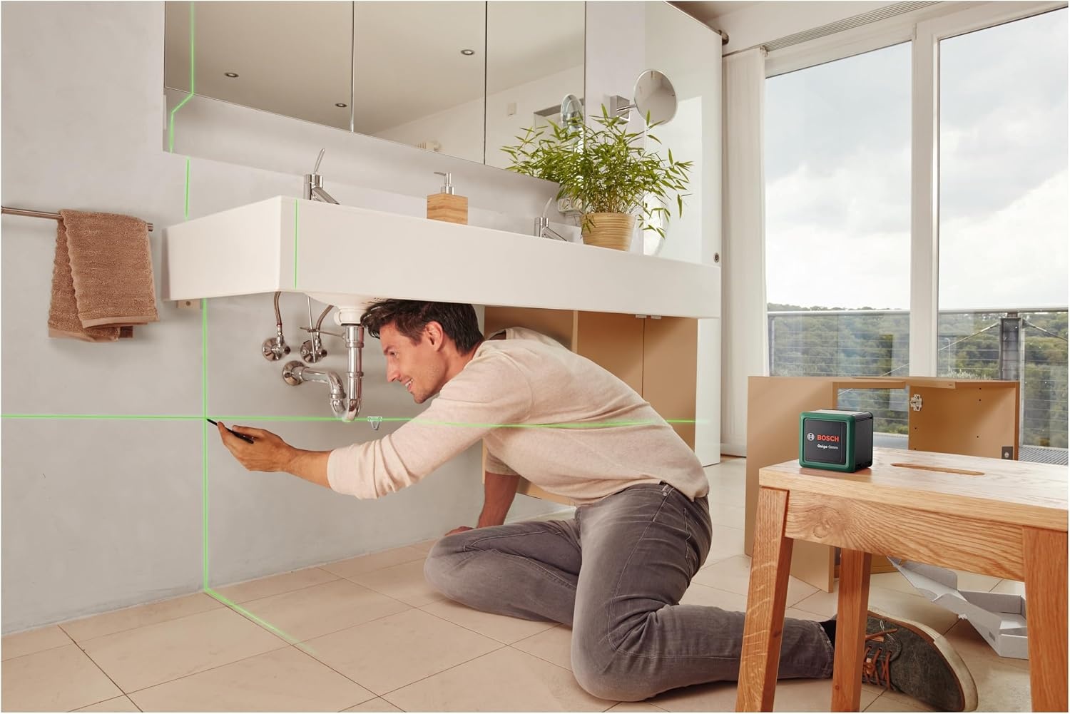 Bosch kruislijnlaser Quigo green met statief