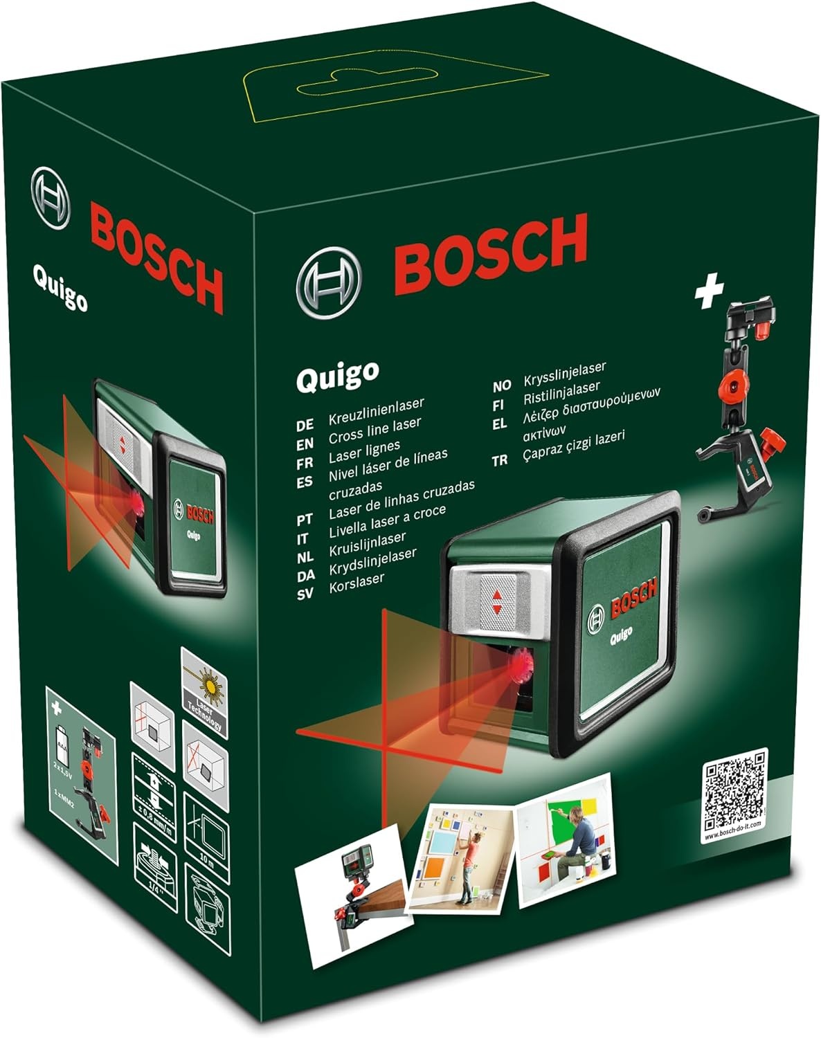 Bosch kruislijnlaser Quigo green met statief