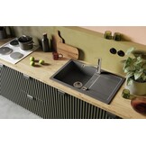 SCHOCK Keukenaanrecht 78 x 50 cm Lima D-100S Nero - CRISTALITE granieten spoelbak vanaf 50 cm breedte onderkast