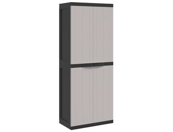 vidaXL Tuinkast 65x37x165 cm polypropeen grijs en zwart