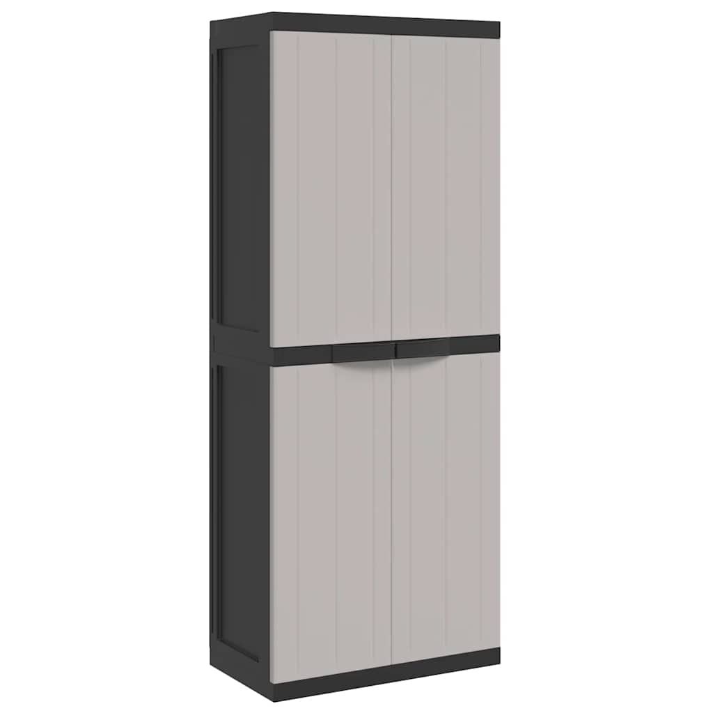 vidaXL Tuinkast 65x37x165 cm polypropeen grijs en zwart