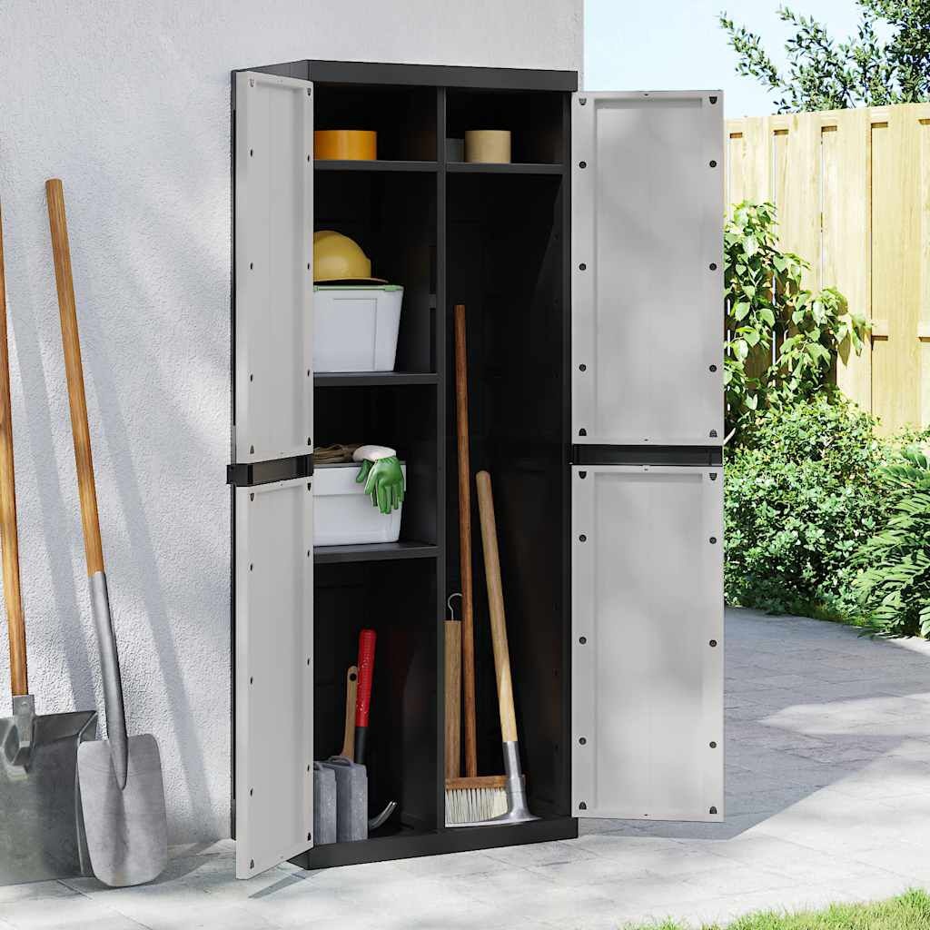vidaXL Tuinkast 65x37x165 cm polypropeen grijs en zwart