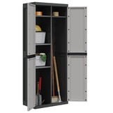 vidaXL Tuinkast 65x37x165 cm polypropeen grijs en zwart