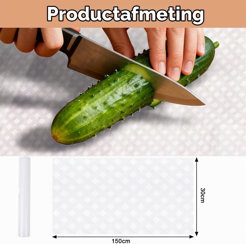 HOTUT Ladebeschermer voor keuken, EVA-kunststof, 30 x 150 cm, niet klevend, herbruikbaar, waterdicht, antislip EVA-mat, op maat te snijden, voor koelkast, meubels, gootsteen, transparant