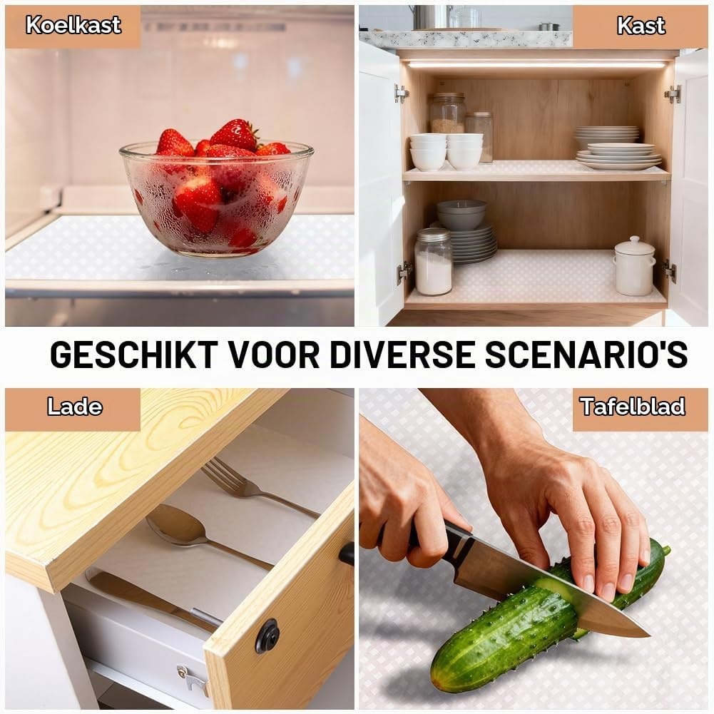 HOTUT Ladebeschermer voor keuken, EVA-kunststof, 30 x 150 cm, niet klevend, herbruikbaar, waterdicht, antislip EVA-mat, op maat te snijden, voor koelkast, meubels, gootsteen, transparant