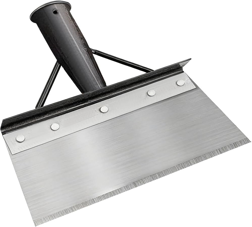 Multifunctionele reinigingsschep, grote tuinschep, platte schep voor in de tuin van mangaanstaal, stootschaar met steel voor het verwijderen van onkruid, mos, sneeuwscheppen en ontdooien