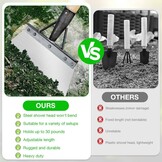 Multifunctionele reinigingsschep, grote tuinschep, platte schep voor in de tuin van mangaanstaal, stootschaar met steel voor het verwijderen van onkruid, mos, sneeuwscheppen en ontdooien